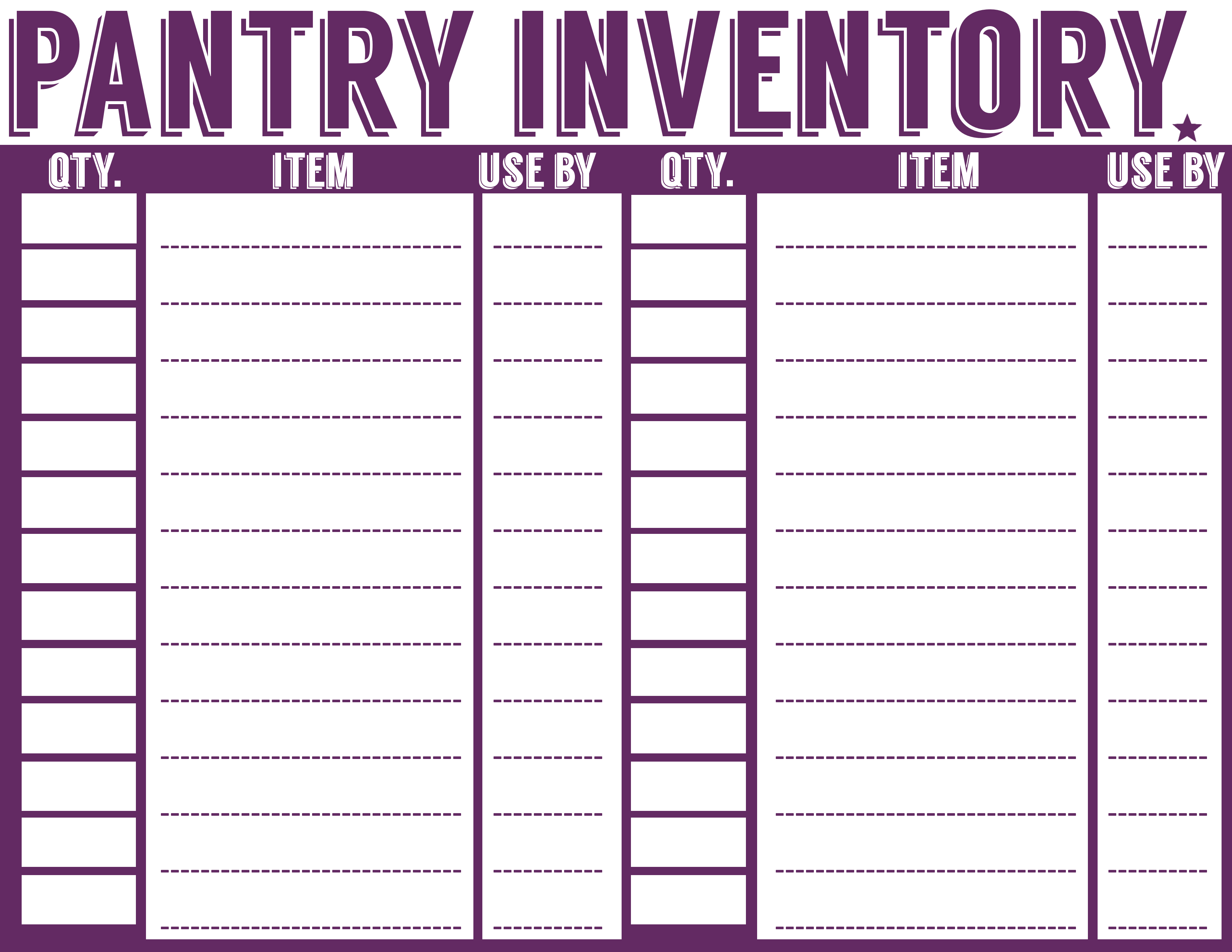 Free Printable Set Fridge, Pantry, Freezer Inventory & More