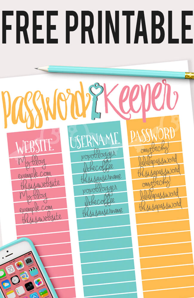 Password Log Feminine Design Free Printable   PASSWORD KEEPER 