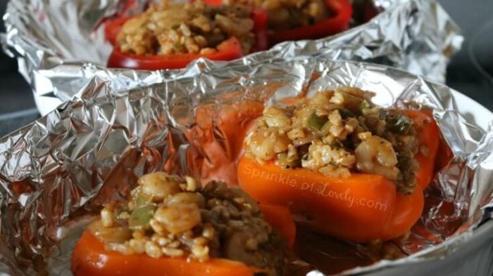 Spicy Shrimp Fajita Stuffed Peppers by Sprinkle of Lovely