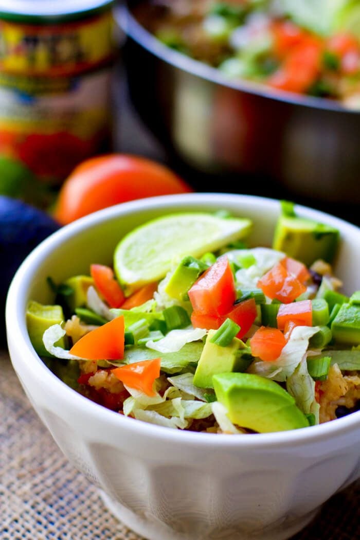 One Pot Chicken Burrito Bowls by Food Folks and Fun