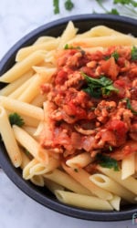 Pasta with Meat Sauce Recipe - an easy 30 minute dinner for a weeknight meal!