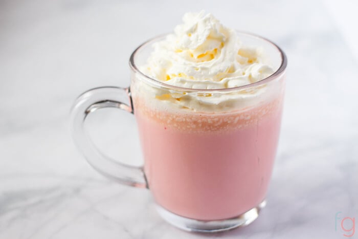 Bright Pink Hot Chocolate with Whipped Cream Recipe