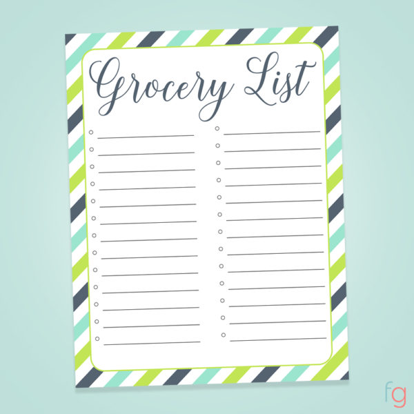 Organizing Grocery List Free Printable