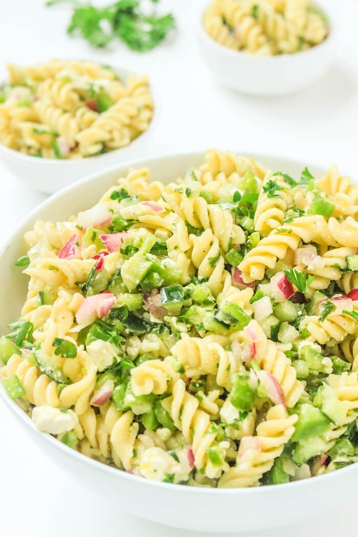 Easy Pasta Salad Recipe - With Feta, Parsley and Lemon