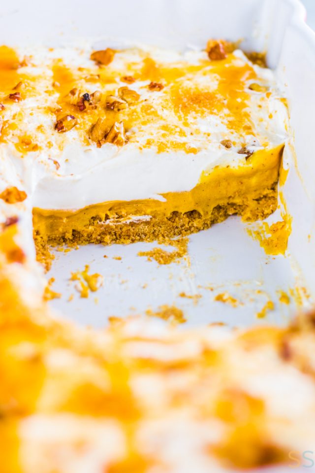 Pumpkin Delight Dessert - Easy Layered Pumpkin Dessert - Savor + Savvy