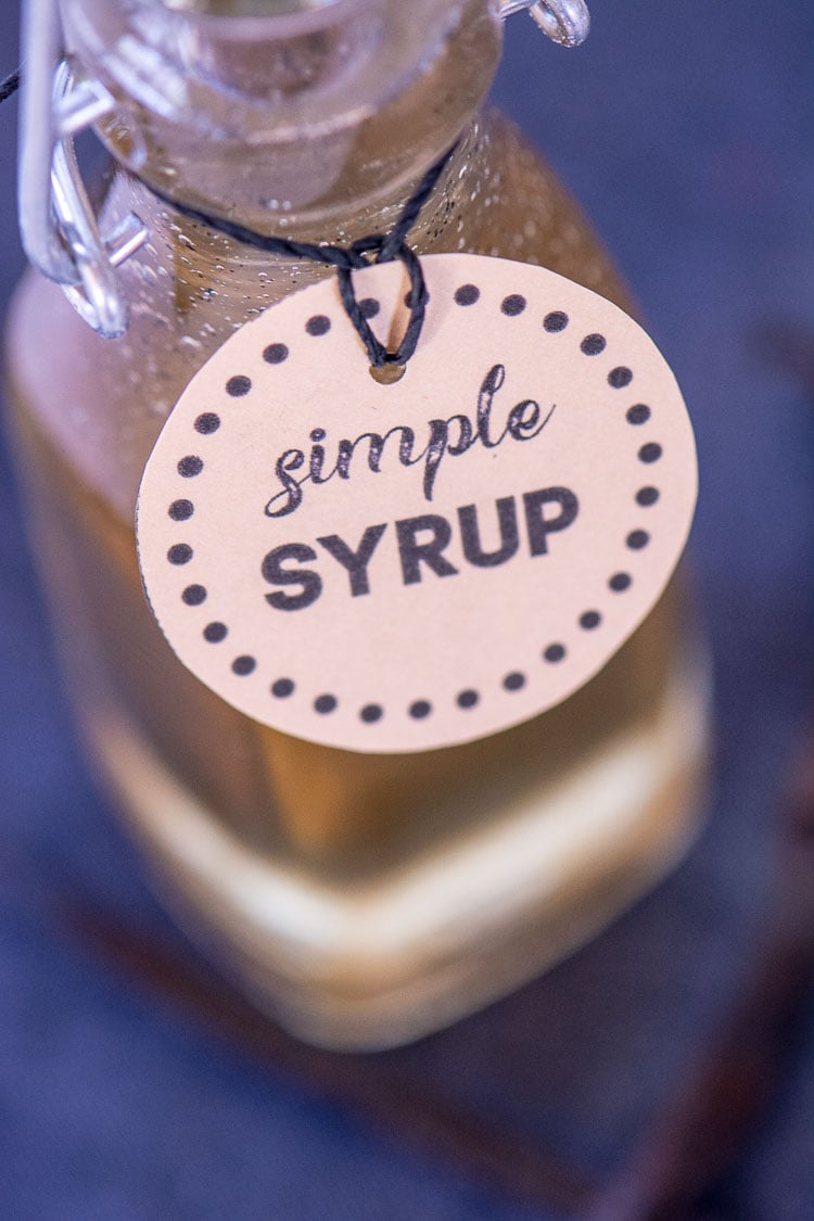 Homemade vanilla syrup in a bottle.