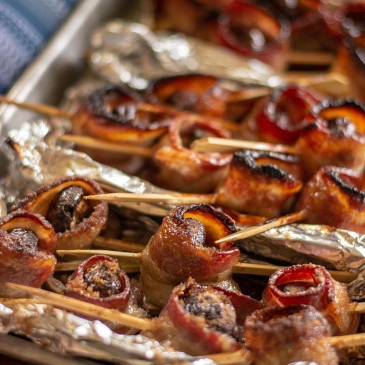 Bacon Wrapped Mushrooms w/ Three Sauces Appetizer Savor + Savvy