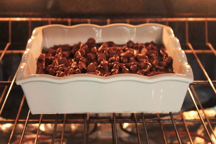 gluten-free chocolate avocado brownies in the oven.