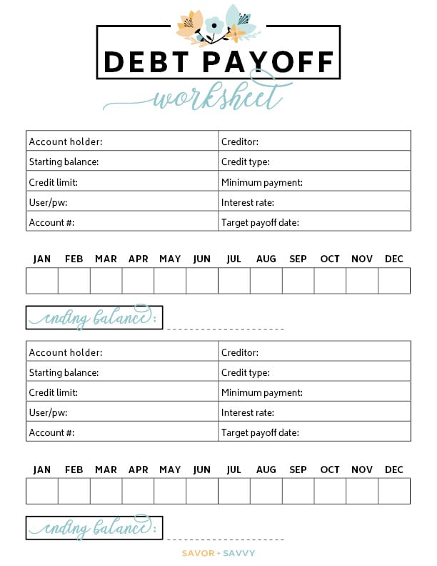 Printable Debt To Income Worksheet