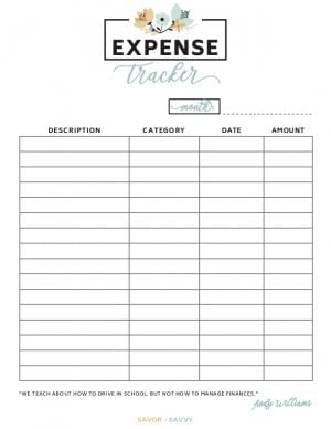 blank expense tracker printable