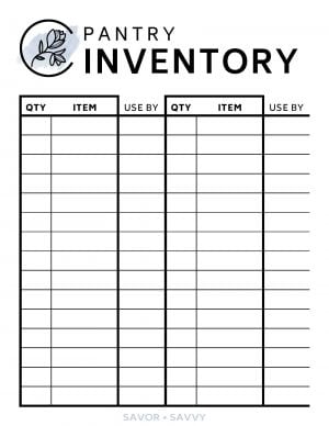 Printable Inventory Template from savorandsavvy.com