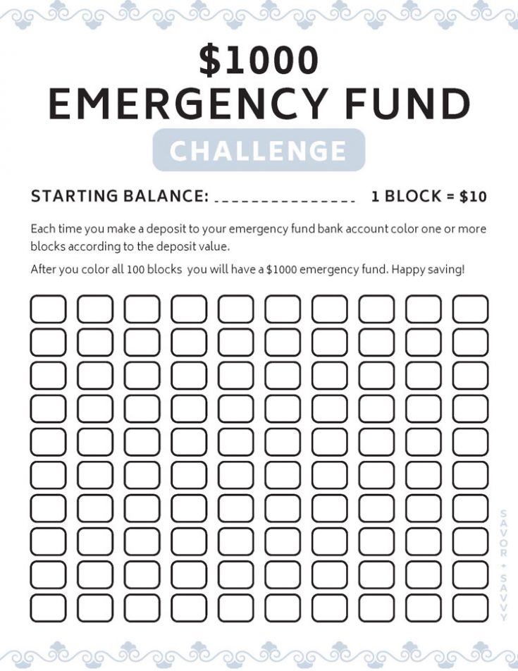 Emergency Fund Savings Tracker Printable - Savor + Savvy