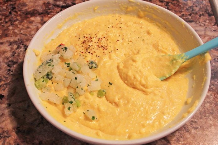 corn meal and other ingredients mixed into a batter.