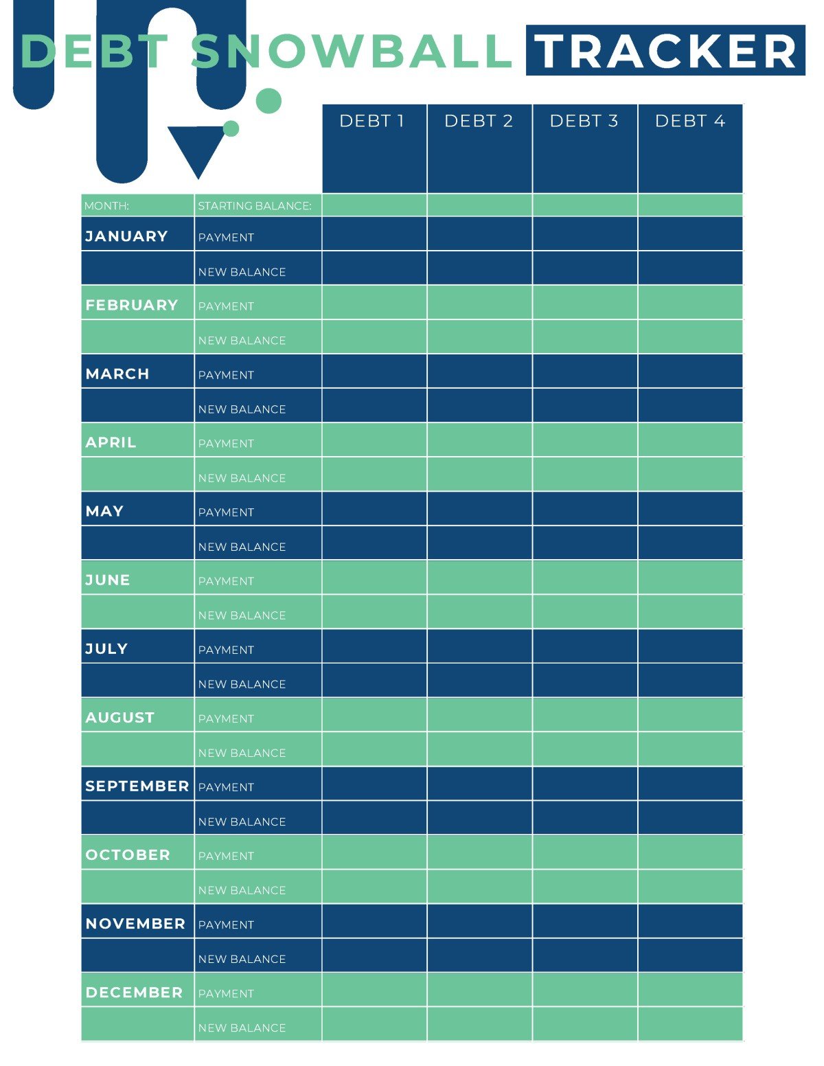 Free printable debt snowball tracker.