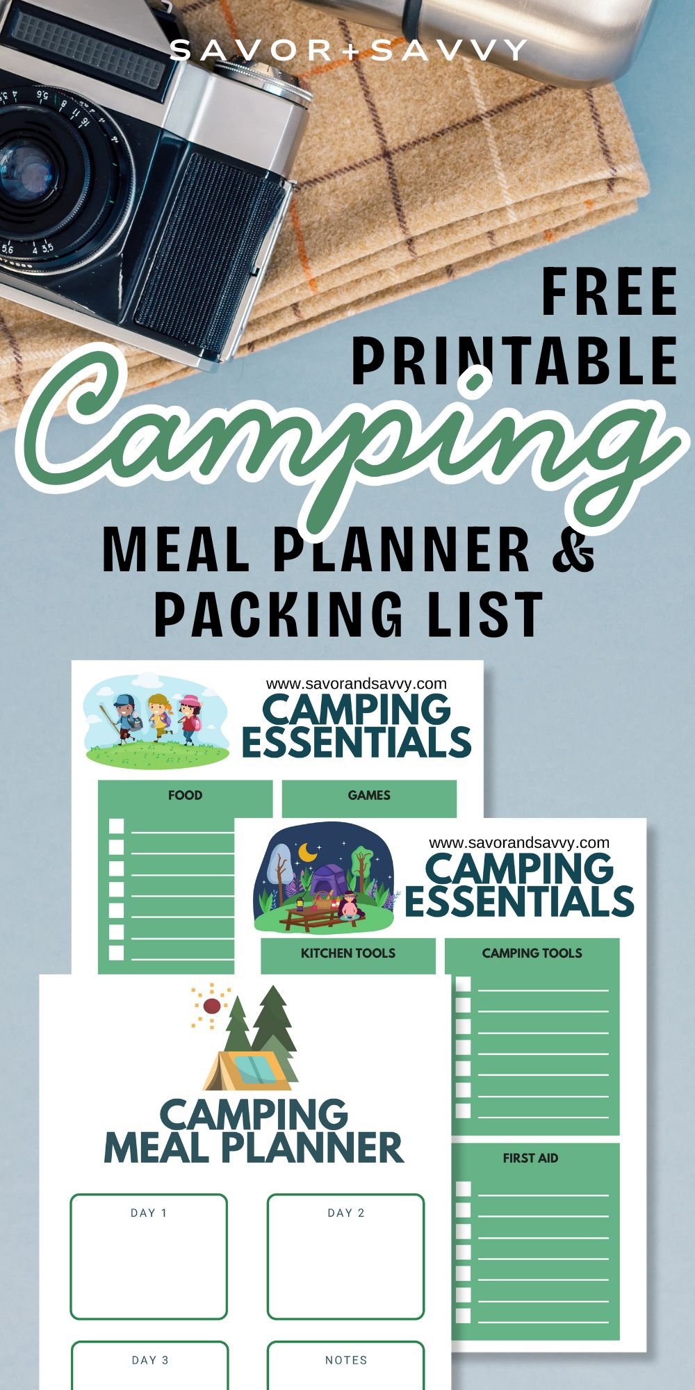 Free Printable Camping Checklist & Meal Planner