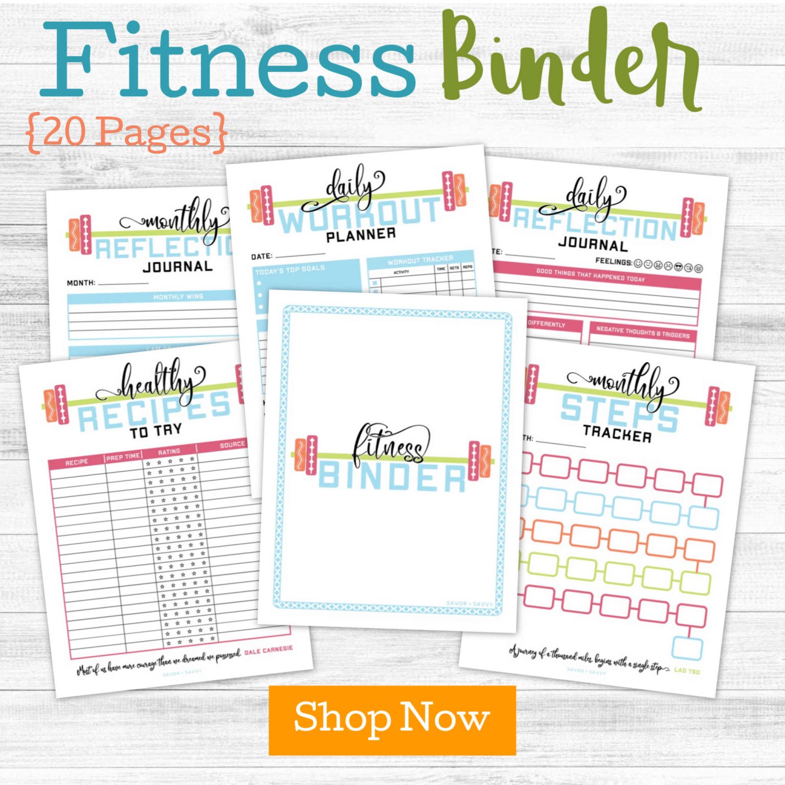 Health and Fitness Binder - Savor + Savvy