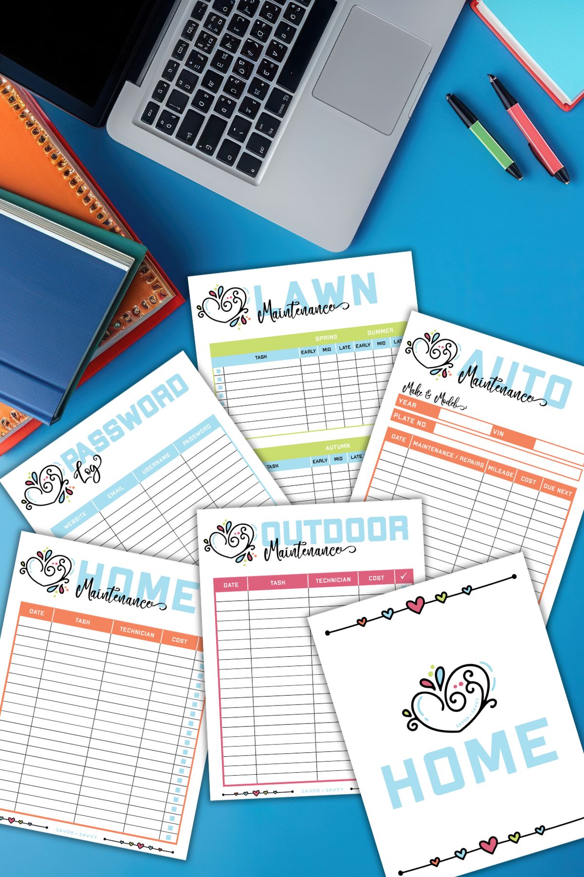 Home organization printables sheets for the mom binder.