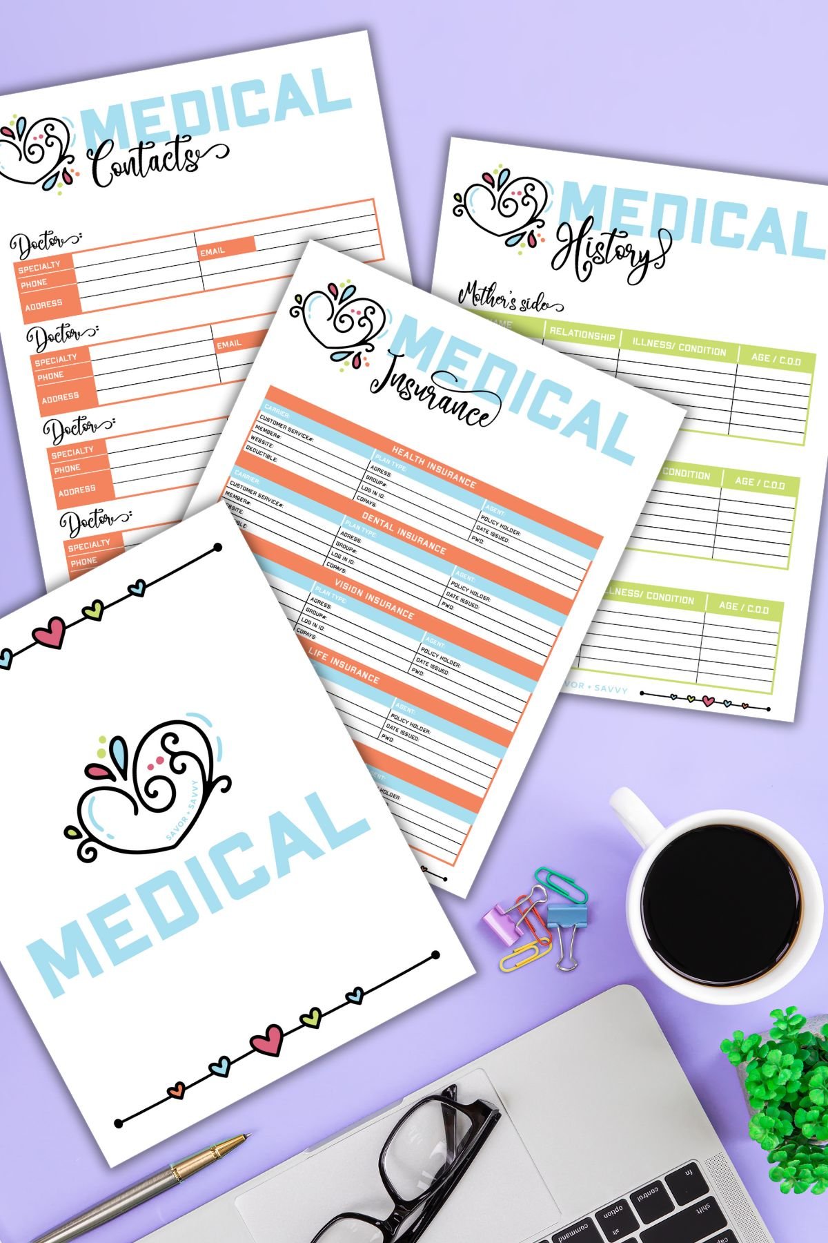 Medical planning and organization printables for the mom binder.