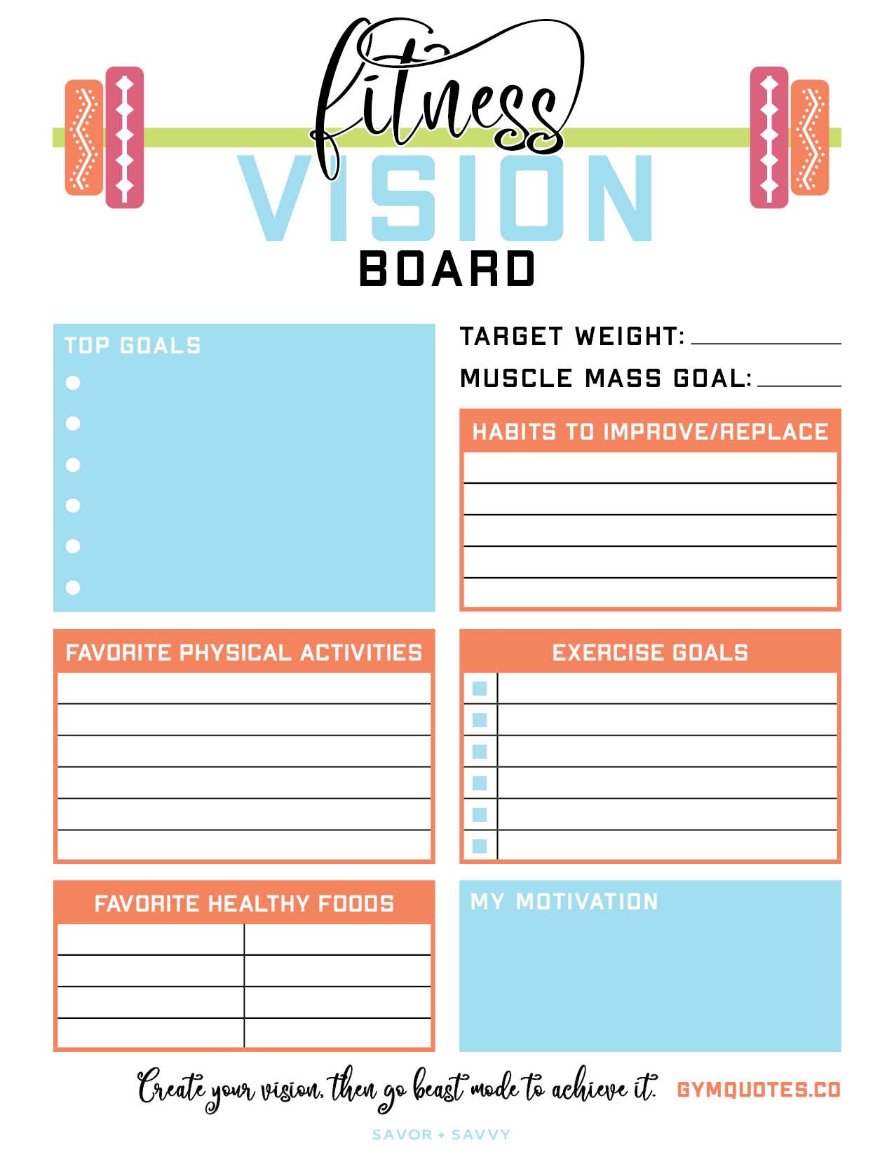 printable fitness vision board.