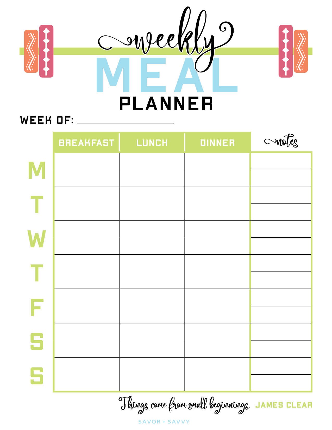 printable weekly meal planner.