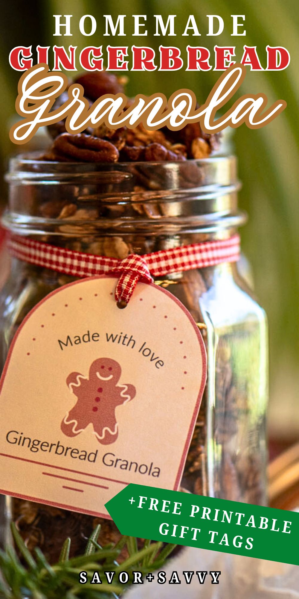 Homemade Gingerbread Granola + Free Printable Gift Tags