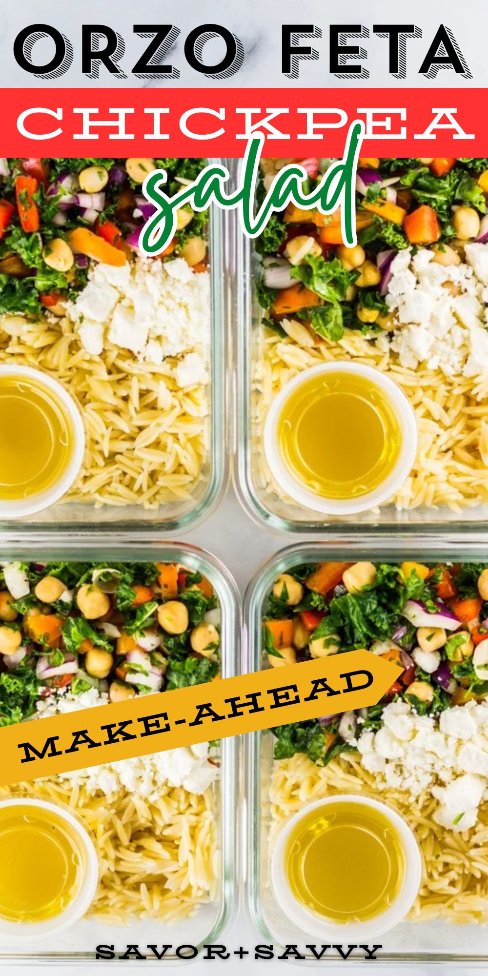 Chickpea Orzo Salad Lunch Meal Prep