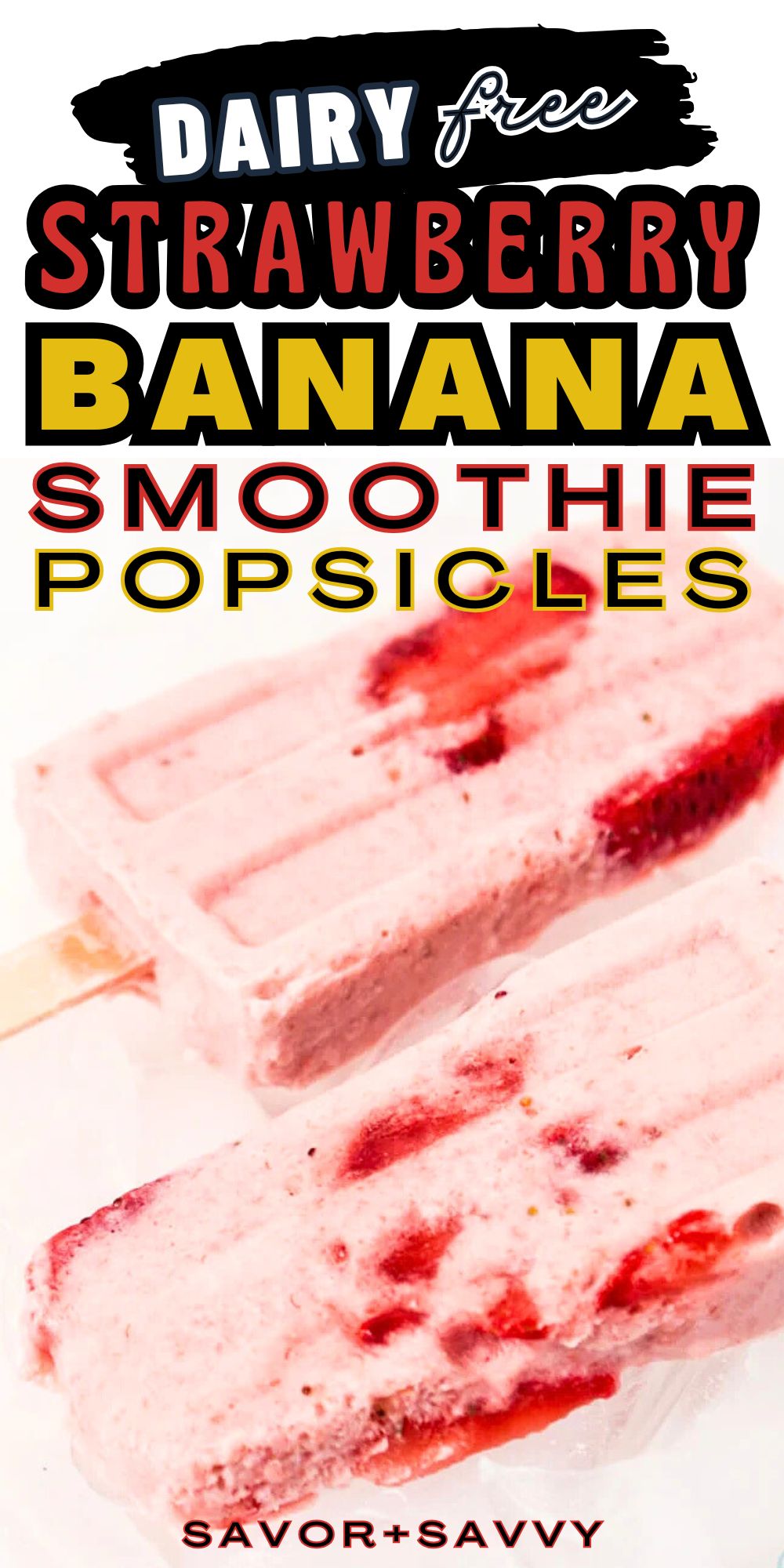 Sugar-Free Strawberry Banana Smoothie Popsicles