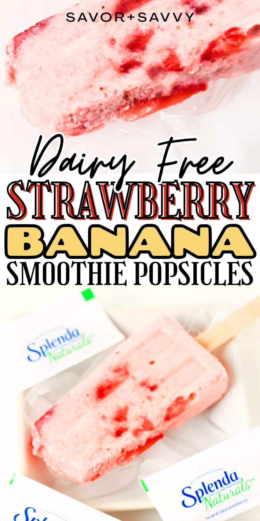 Sugar-Free Strawberry Banana Smoothie Popsicles