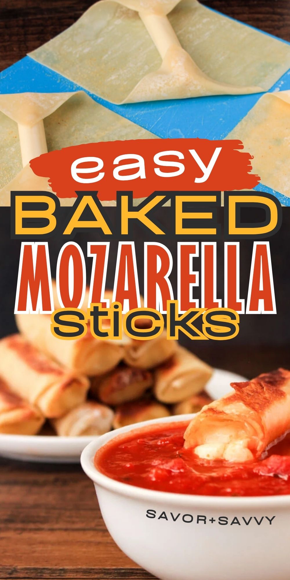 Baked Egg Roll Mozzarella Sticks