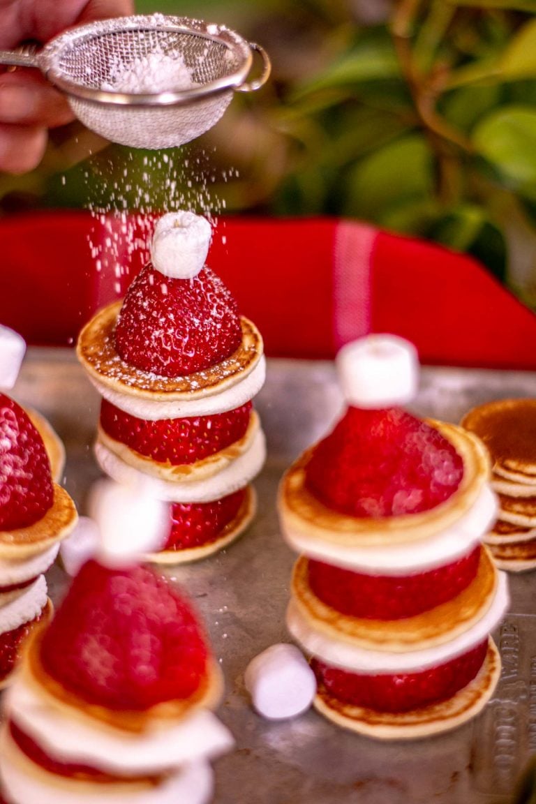 Adorable Santa Hat Pancakes {20 Minutes} Savor + Savvy