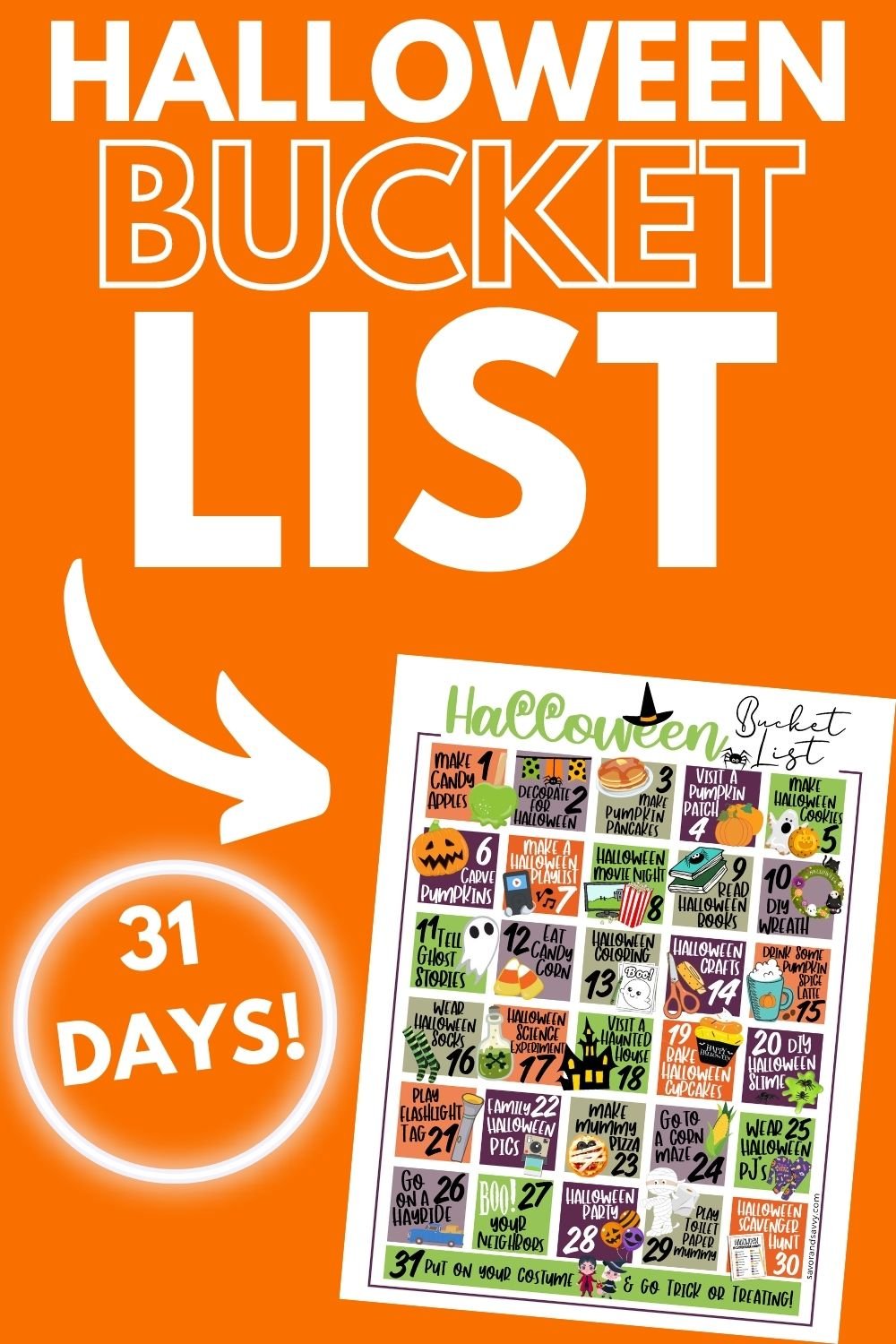 FREE Kids Halloween Fun Bucket List Activities Printable —