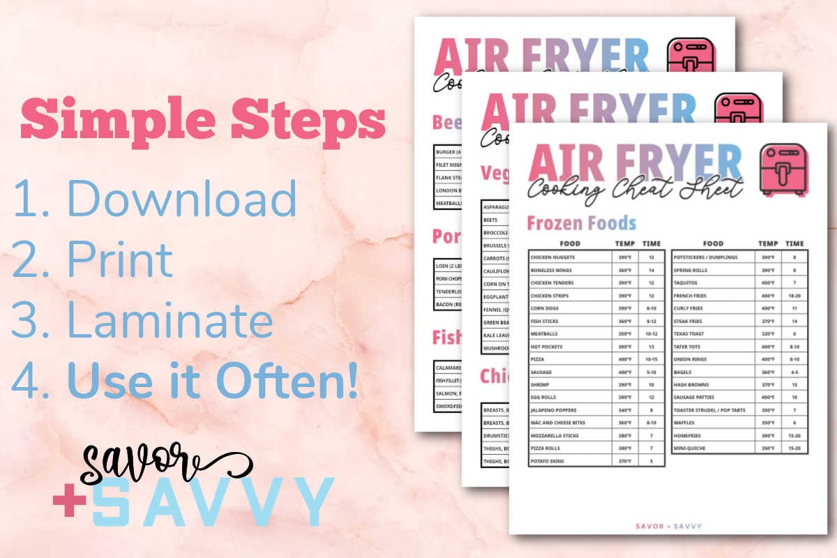 Air Fryer Cooking Chart [Free Printable]  Air fryer cooking times, Cooks air  fryer, Air fryer recipes