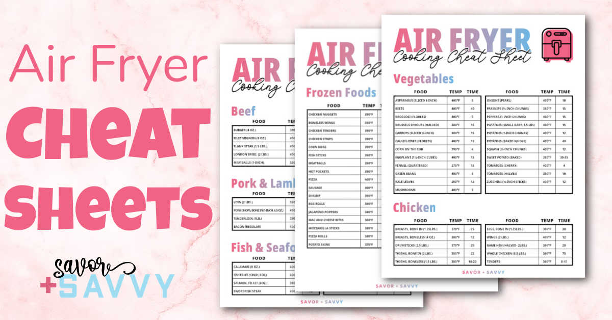 Free printable air 2024 fryer cooking chart