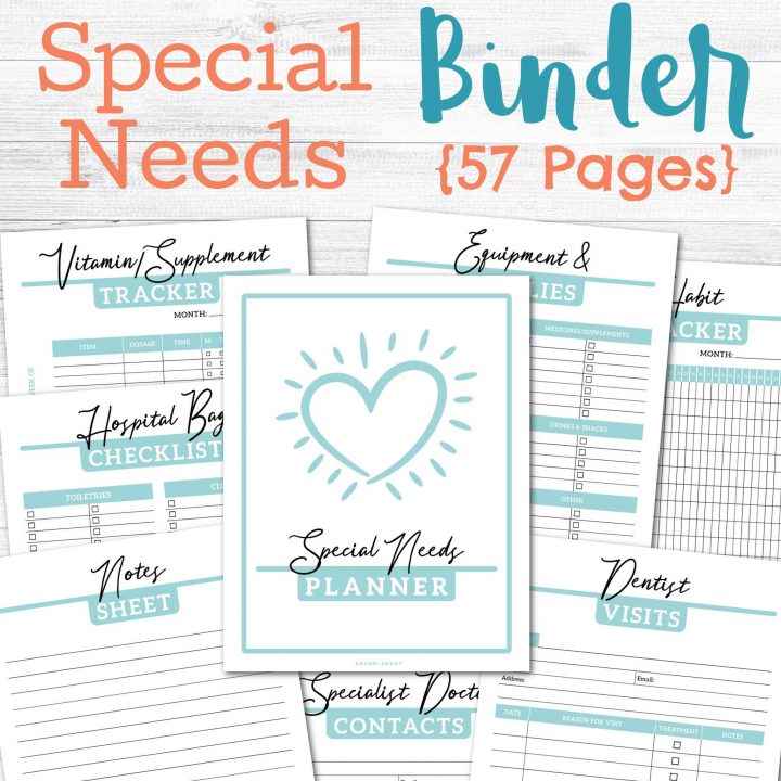 Special Needs Medical Planner Printables: 57 Pages - Savor + Savvy