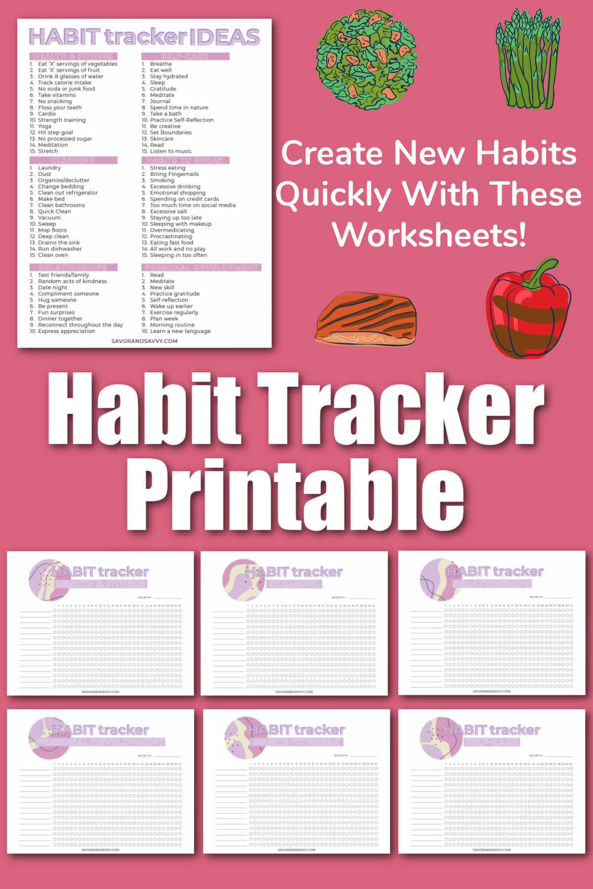  Habit Tracker Journal Workout Motivation Fridge