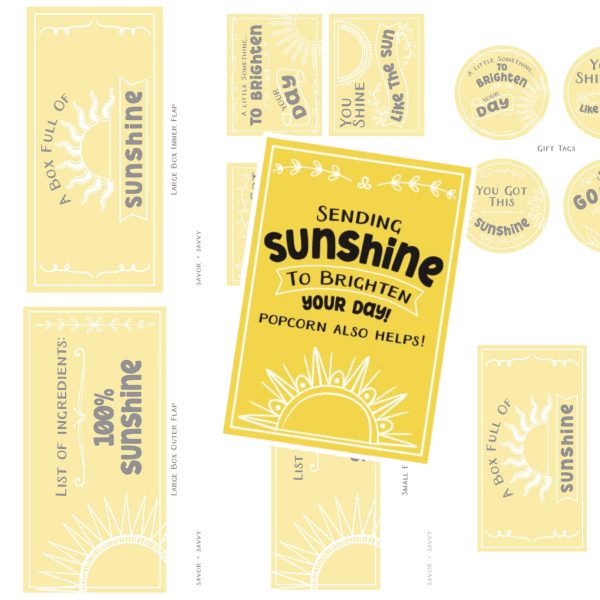 DIY Yellow Sunshine Gift Box Ideas FREE PRINTABLES - Savor + Savvy