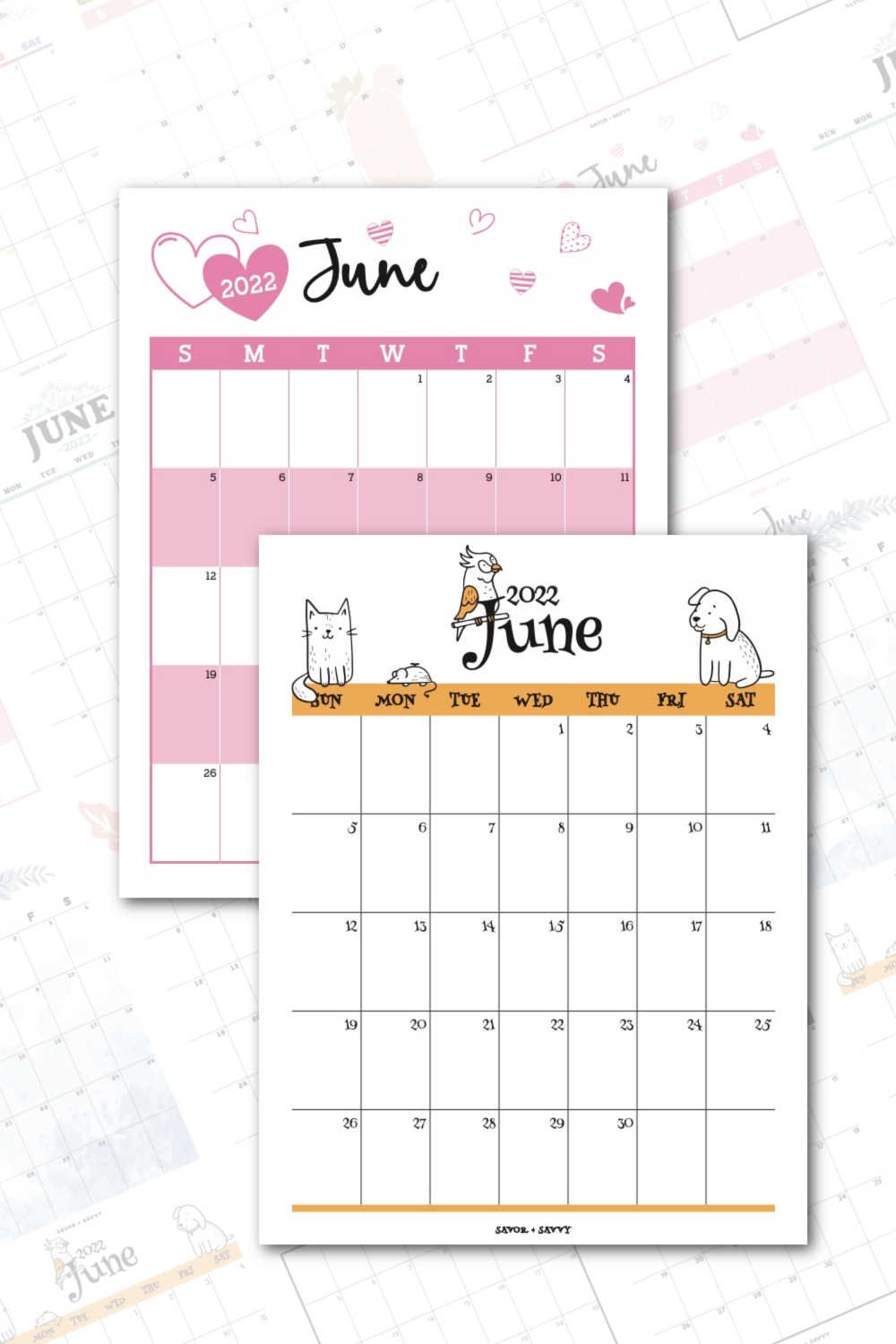 june 2022 calendar 12 free printables savor savvy