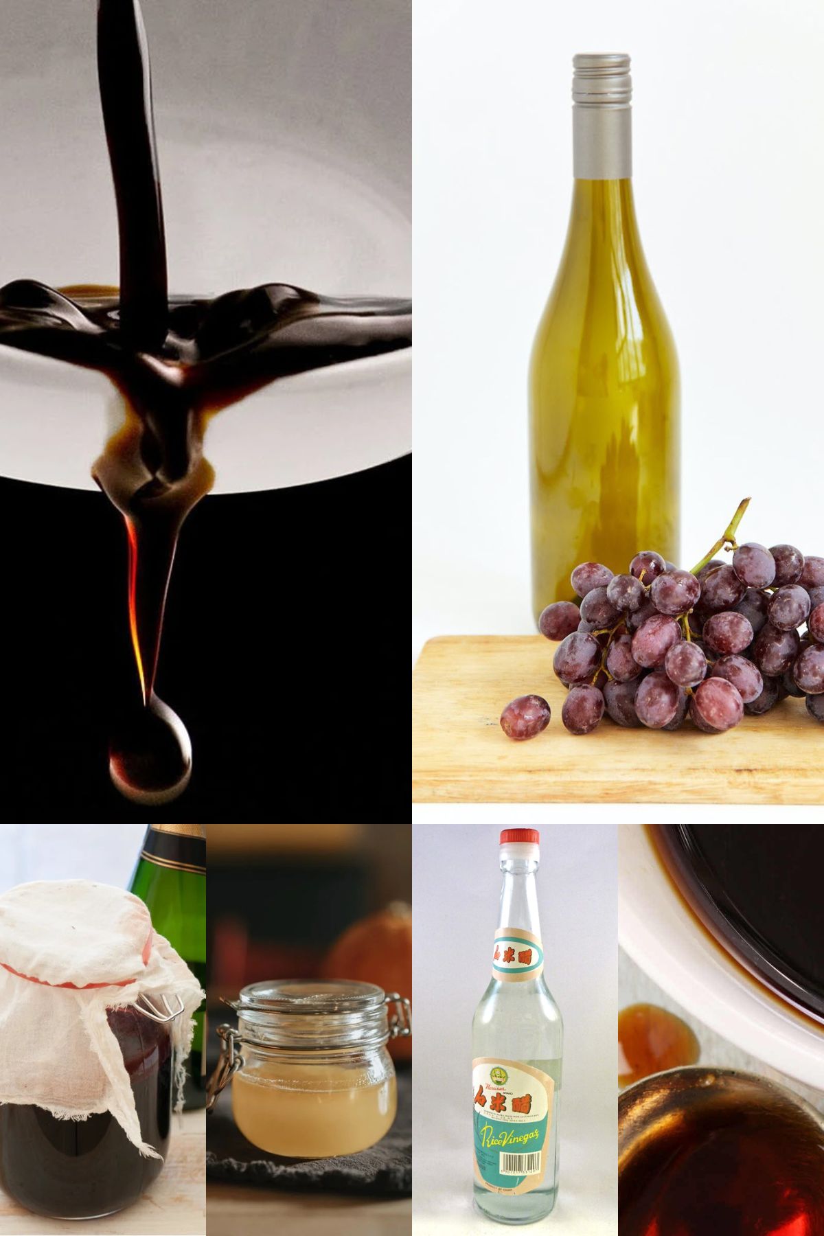 Six images of substitutes for black vinegar.