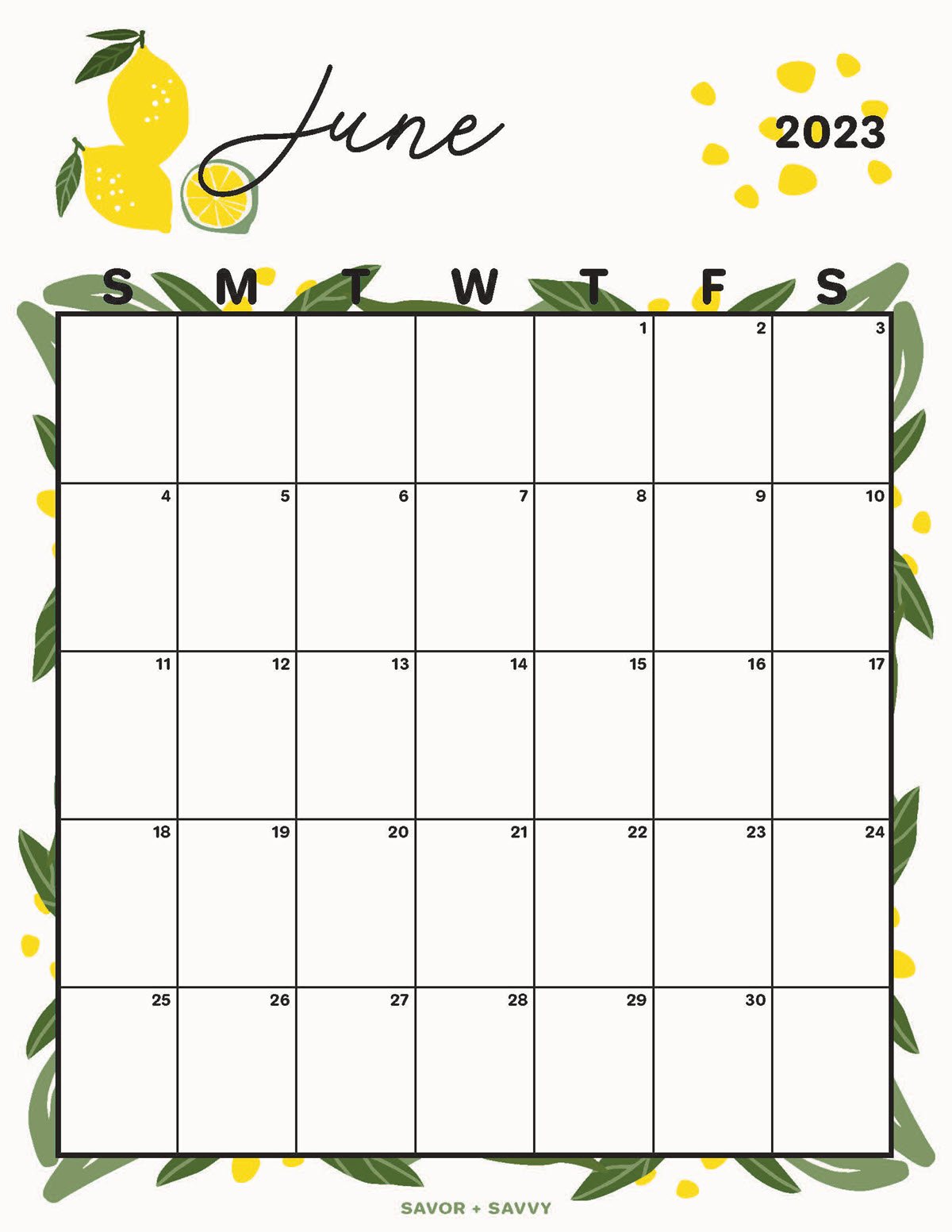 blank june calendar