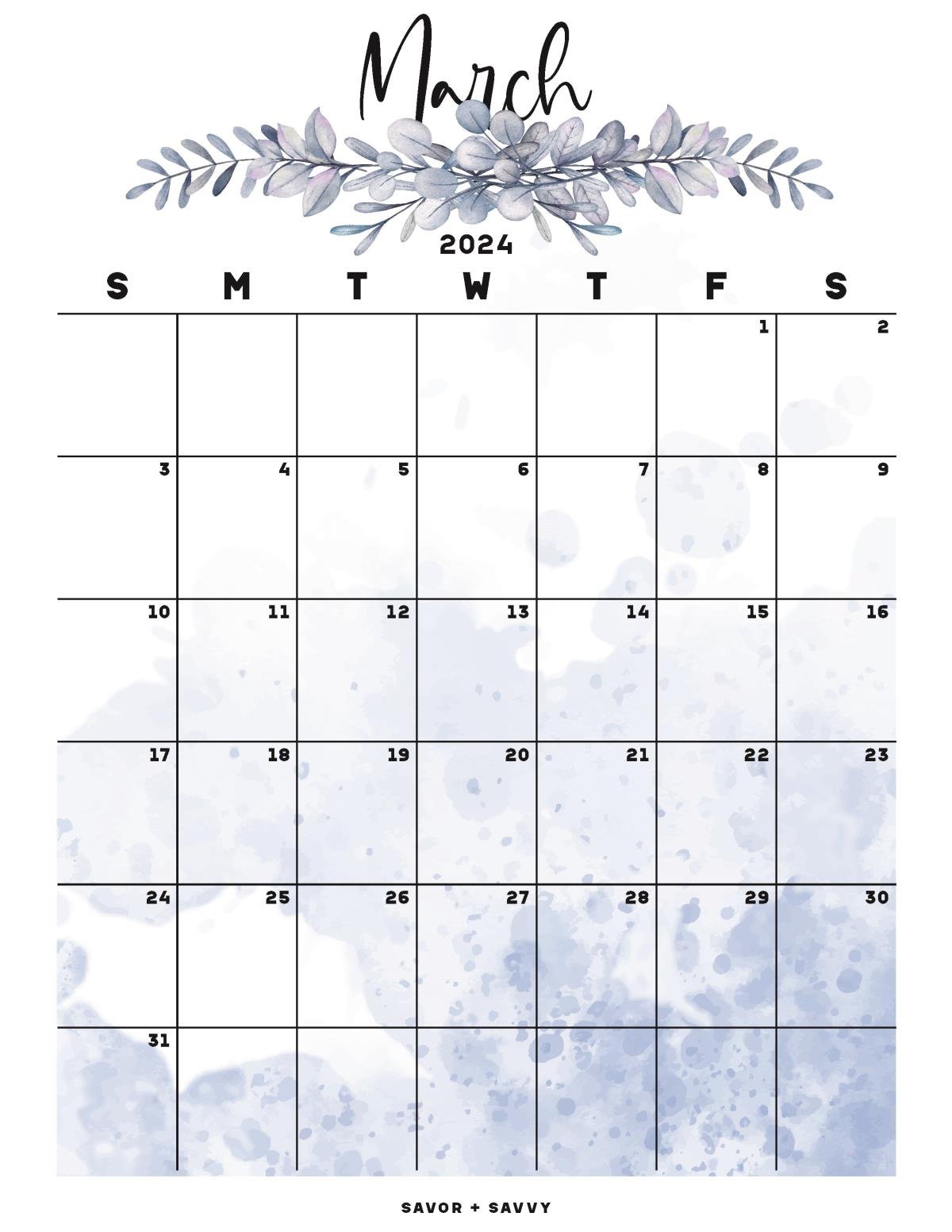 March 2024 Calendar Templates - 14 Free Printables - Savor + Savvy