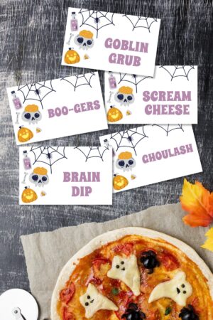 Free Printable &amp; Editable Halloween Party Food Tents - Savor + Savvy