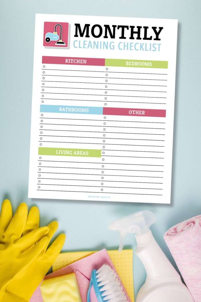 Free Printable Monthly Cleaning Checklist (+Editable Version) - Savor ...