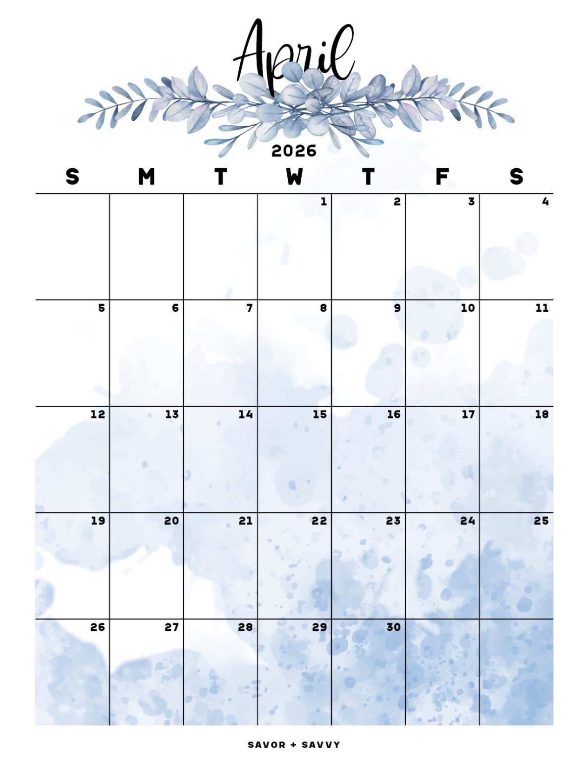 April 2026 Calendar Templates 14 Free Printables Savor + Savvy