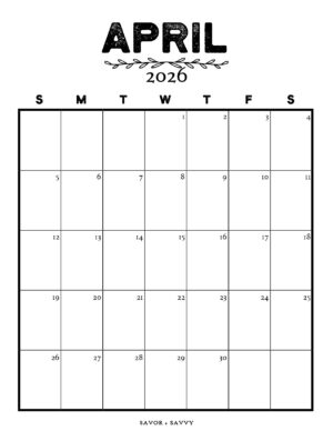April 2026 Calendar Templates - 14 Free Printables - Savor + Savvy