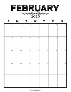 February 2026 Calendar Templates - 14 Free Printables - Savor + Savvy