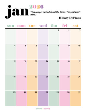 January 2026 Calendar Templates - 14 Free Printables - Savor + Savvy