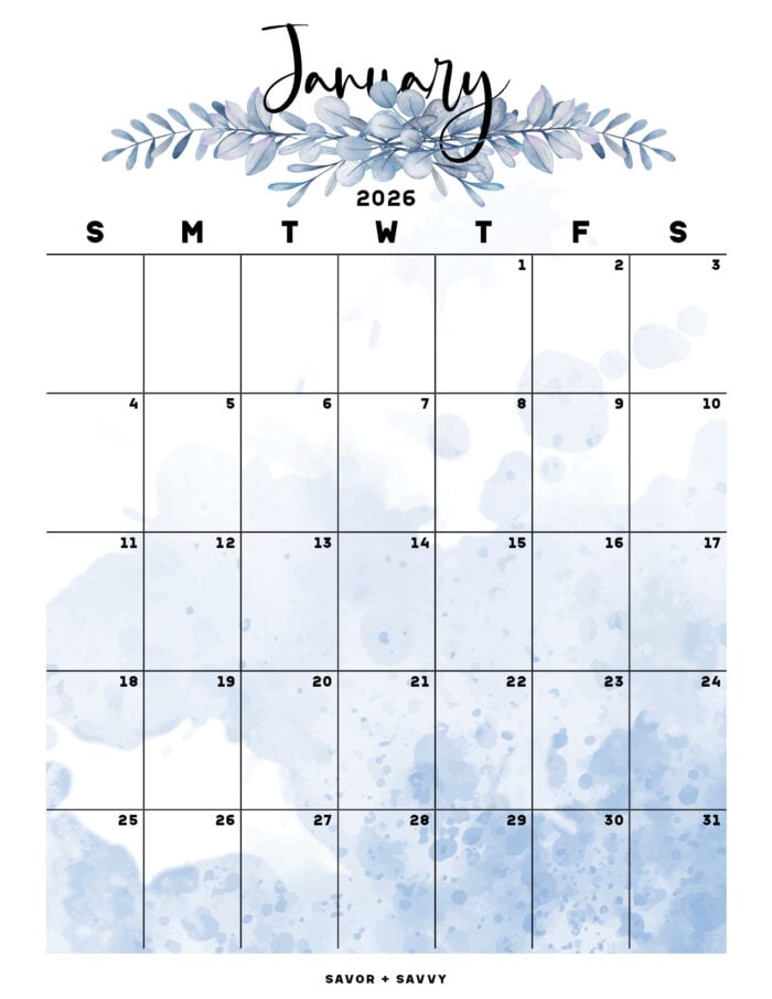 January 2026 Calendar Templates - 14 Free Printables - Savor + Savvy