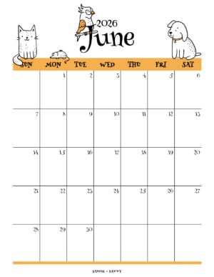 June 2026 Calendar Templates - 14 Free Printables - Savor + Savvy