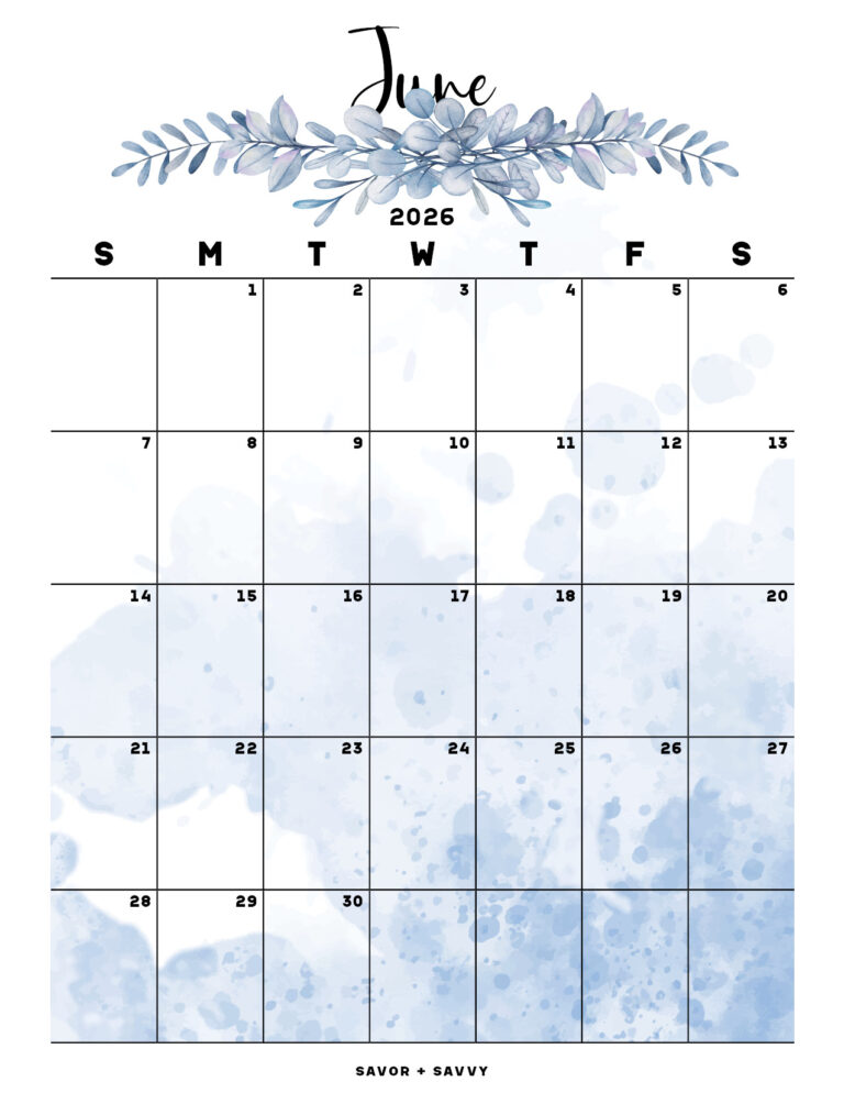 June 2026 Calendar Templates 14 Free Printables Savor + Savvy