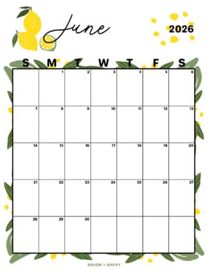 June 2026 Calendar Templates - 14 Free Printables - Savor + Savvy